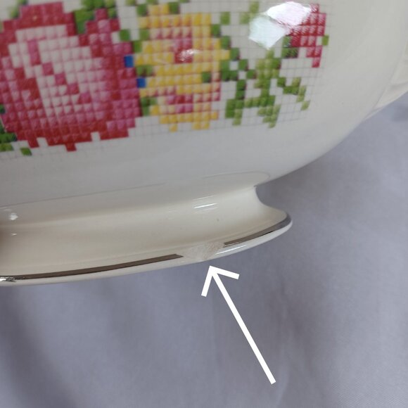 Vintage Homer Laughlin Gravy Boat Eggshell Nautilus O51N5 Floral Needlepoint USA - Picture 8 of 11